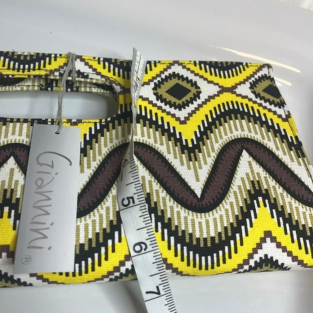 Yellow and Brown Patterned Clutch - Picture 8 of 9
